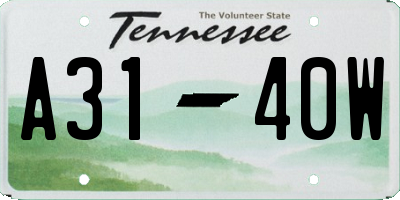 TN license plate A3140W