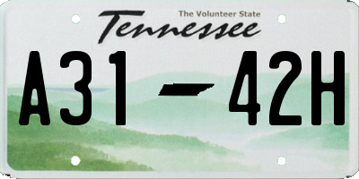 TN license plate A3142H