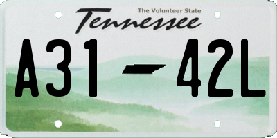 TN license plate A3142L