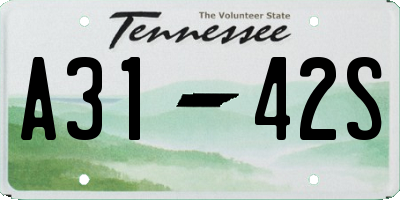 TN license plate A3142S