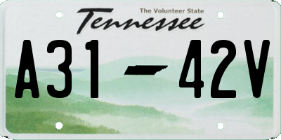 TN license plate A3142V
