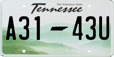 TN license plate A3143U