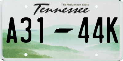 TN license plate A3144K