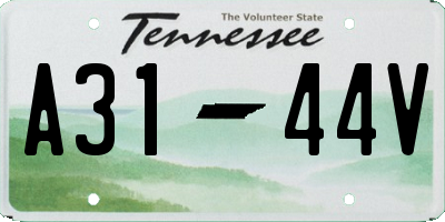TN license plate A3144V