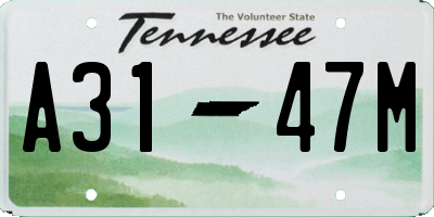 TN license plate A3147M