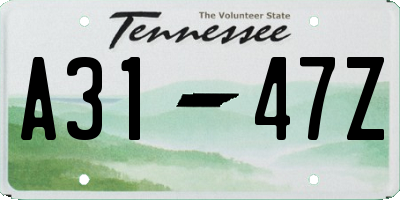 TN license plate A3147Z