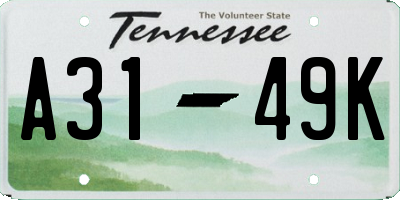 TN license plate A3149K
