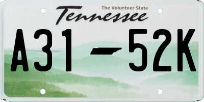 TN license plate A3152K