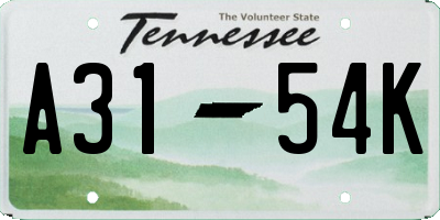 TN license plate A3154K