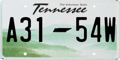 TN license plate A3154W