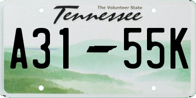 TN license plate A3155K