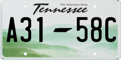TN license plate A3158C