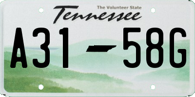 TN license plate A3158G