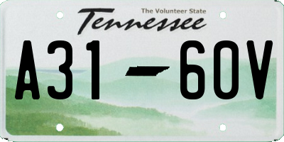 TN license plate A3160V