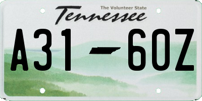 TN license plate A3160Z