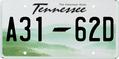 TN license plate A3162D
