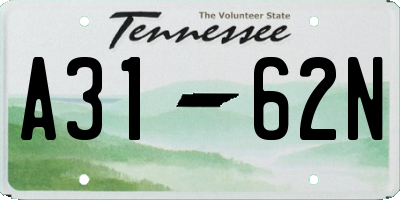 TN license plate A3162N