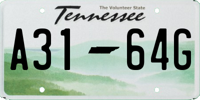 TN license plate A3164G