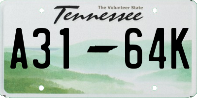TN license plate A3164K
