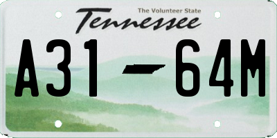 TN license plate A3164M