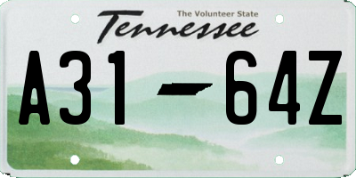 TN license plate A3164Z