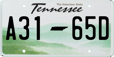 TN license plate A3165D