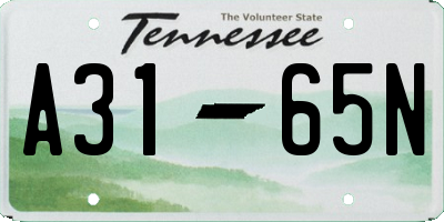 TN license plate A3165N