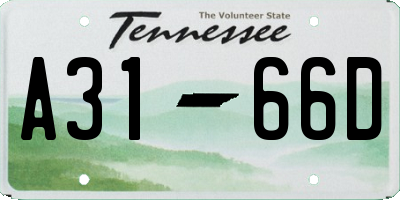 TN license plate A3166D