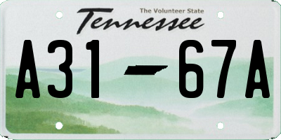 TN license plate A3167A