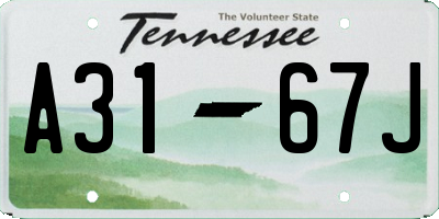 TN license plate A3167J