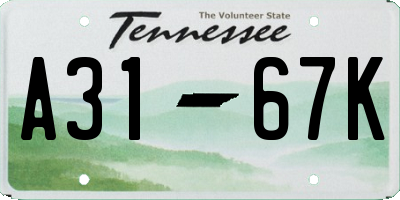 TN license plate A3167K