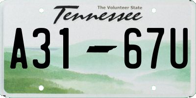 TN license plate A3167U