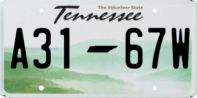 TN license plate A3167W