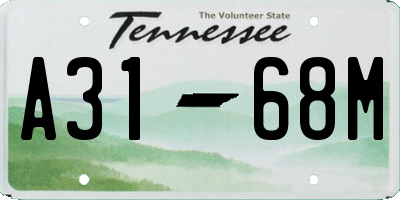TN license plate A3168M
