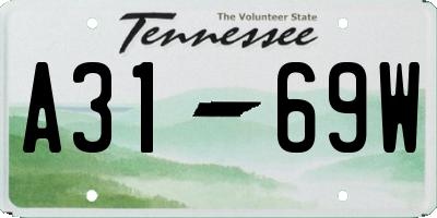 TN license plate A3169W