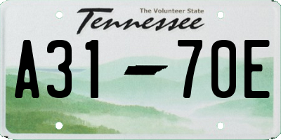 TN license plate A3170E