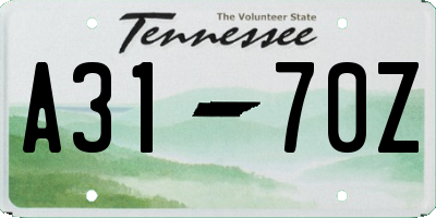 TN license plate A3170Z