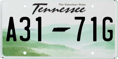 TN license plate A3171G