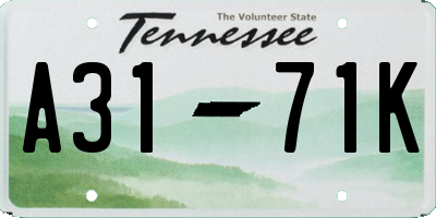 TN license plate A3171K