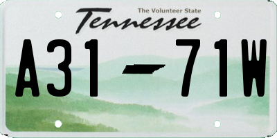 TN license plate A3171W