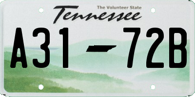 TN license plate A3172B
