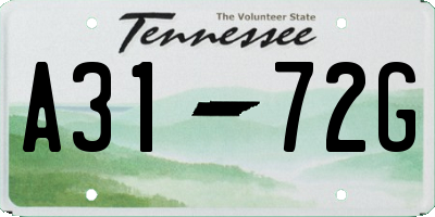 TN license plate A3172G