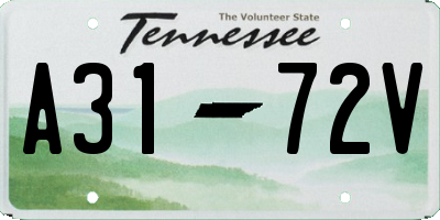 TN license plate A3172V