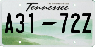 TN license plate A3172Z