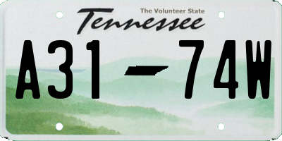 TN license plate A3174W