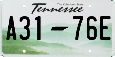 TN license plate A3176E