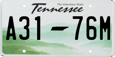 TN license plate A3176M