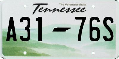 TN license plate A3176S