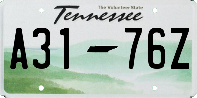 TN license plate A3176Z