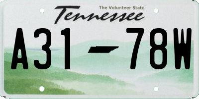 TN license plate A3178W